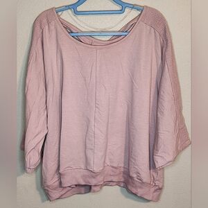 The Sweatshirt Project Women's PLUS Size 2X Pink 3/4 Sleeve Round Neck
